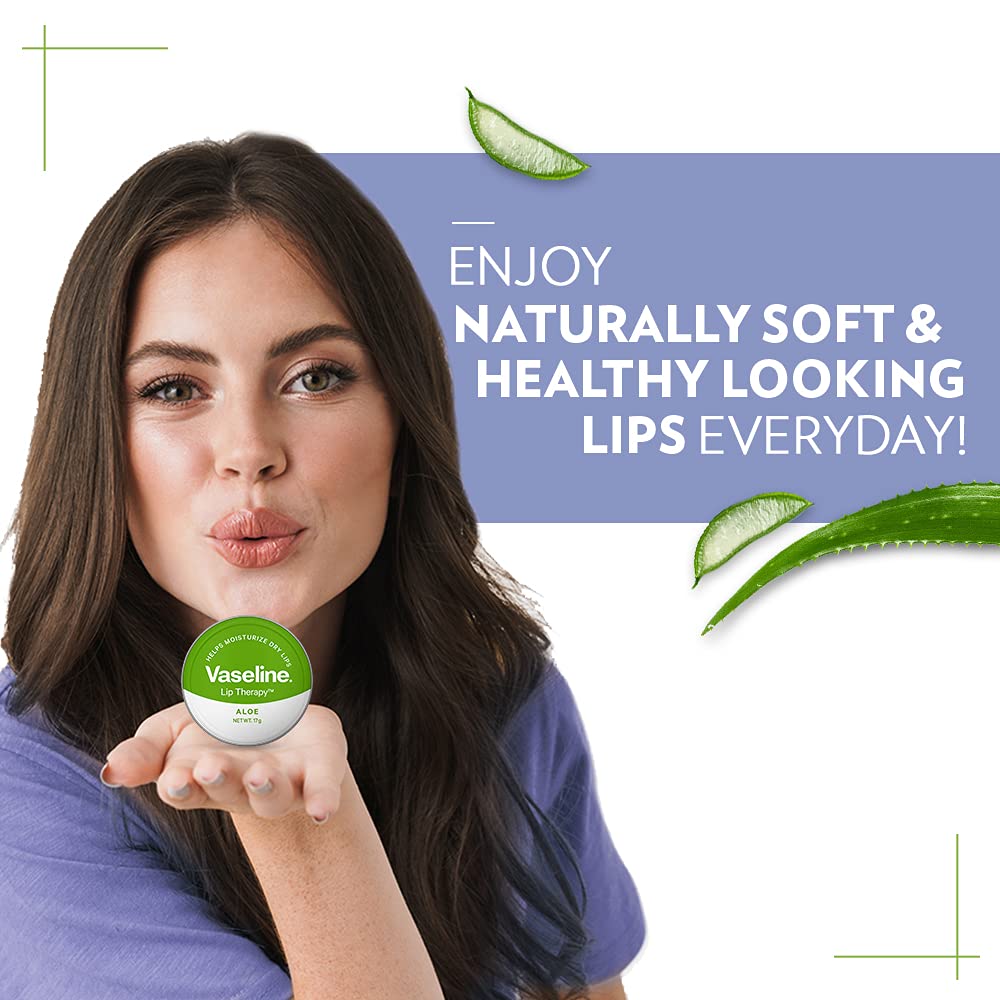 Vaseline Lip Tins Aloe Infused with Aloe Extracts for Lip Hydration & Natural Shine 17g