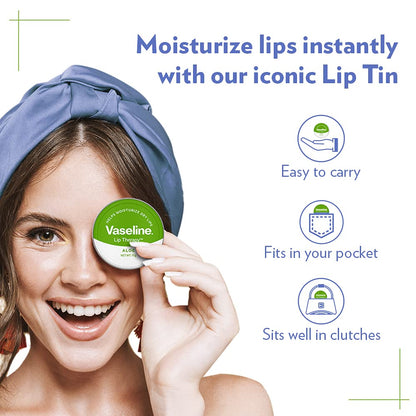 Vaseline Lip Tins Aloe Infused with Aloe Extracts for Lip Hydration & Natural Shine 17g
