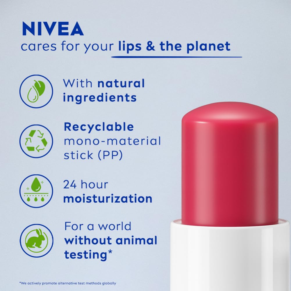 NIVEA Cherry Shine Lip Balm 24 H Melt in Moisture Formula 4.8gm