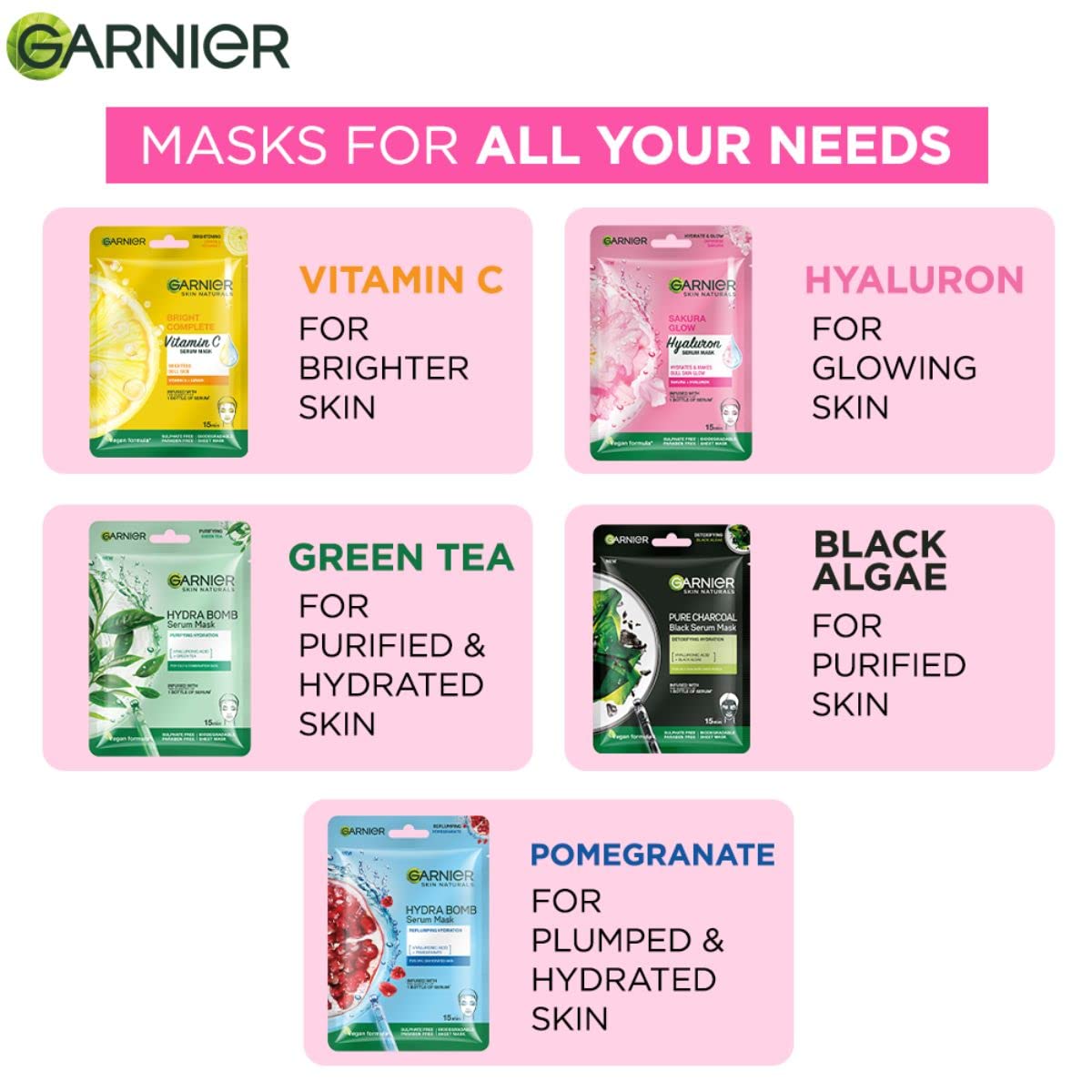Garnier Skin Naturals, Sheet Mask, Hydrating & Increases Glow, Sakura Glow, 28g