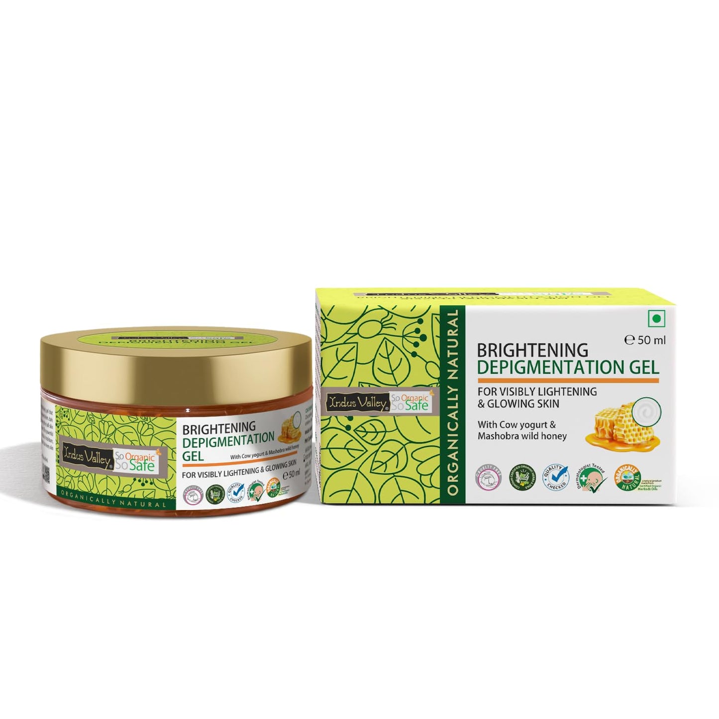INDUS VALLEY Organic and Natural Cow's Milk Yogurt & Honey Depigmentation Gel with Rose Water Toner for Face (Gulab Jal) | 50 ml + 250 ml