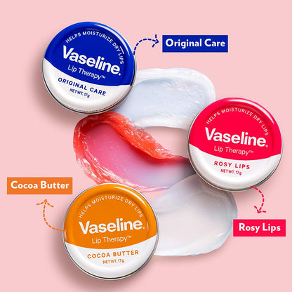 Vaseline Lip Tins Rosy Lips Provides Hydration, Sheer Pink Tint & Glossy Shine 17g