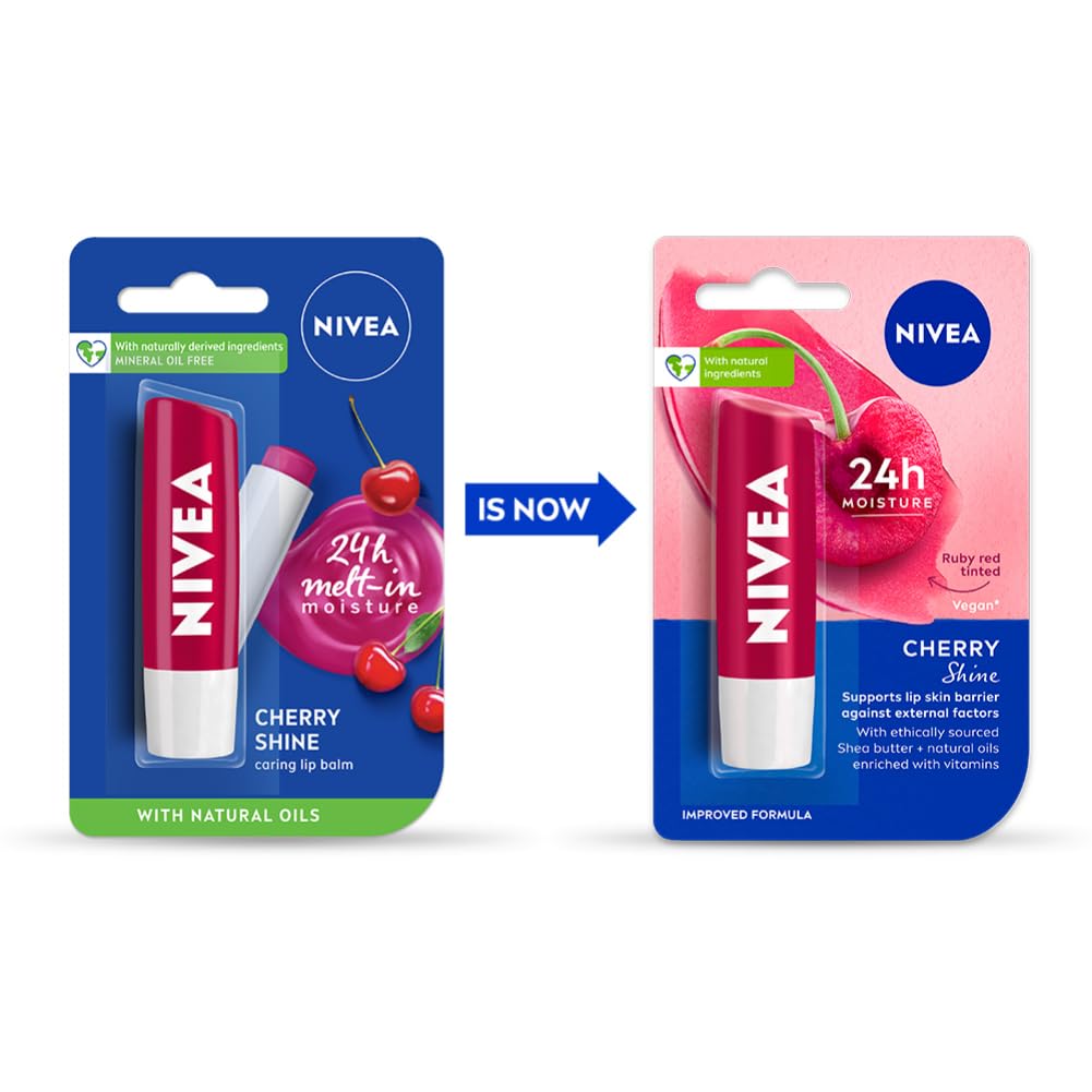 NIVEA Cherry Shine Lip Balm 24 H Melt in Moisture Formula 4.8gm