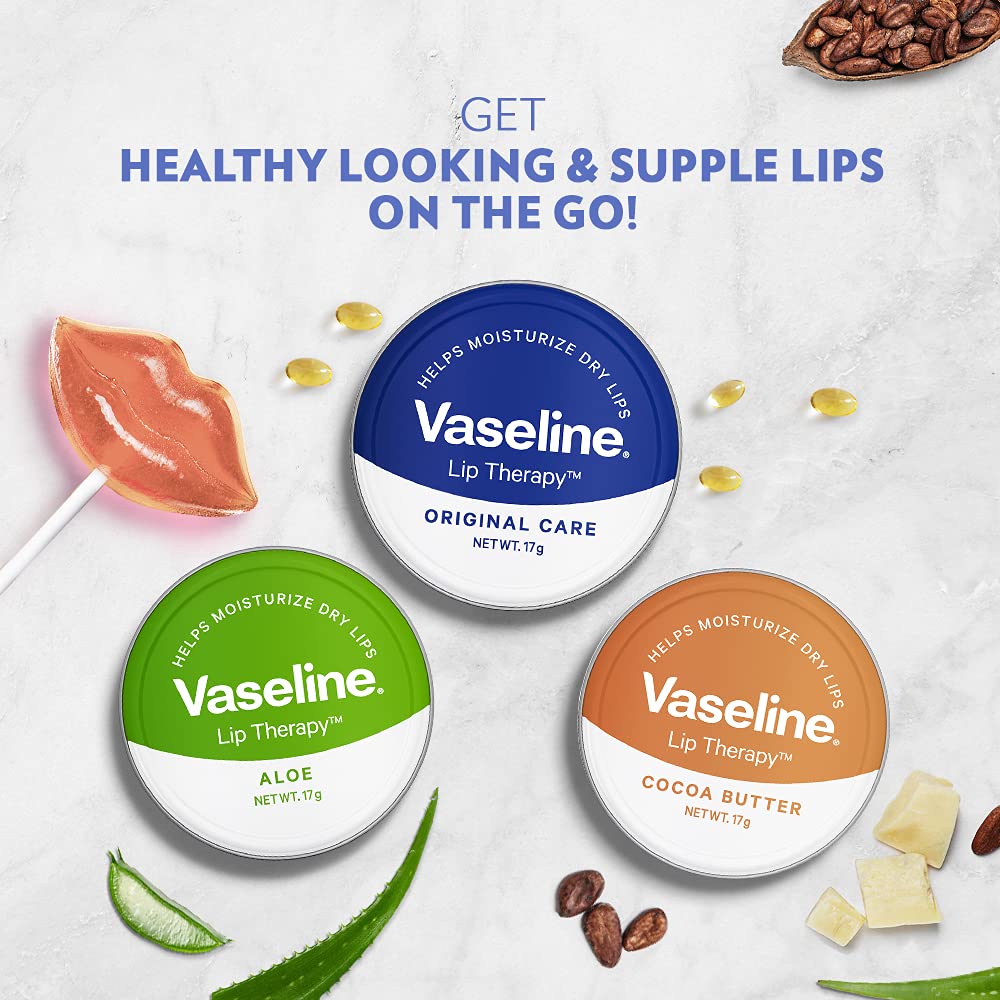 Vaseline Lip Tins Aloe Infused with Aloe Extracts for Lip Hydration & Natural Shine 17g