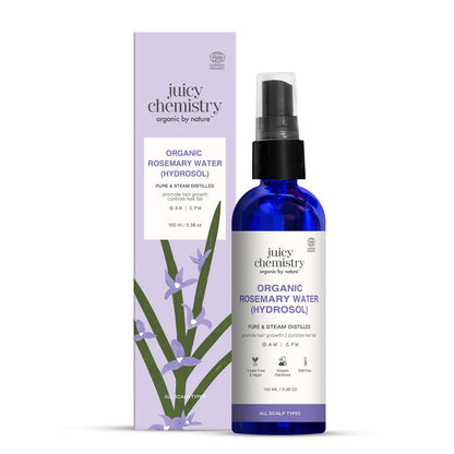 Juicy Chemistry Organic Rose Water (Hydrosol), 200 ml | Face Toner for Glowing, Brighter and Hydrated Skin | Made with Bulgarian Damask Roses - Clinically Tested