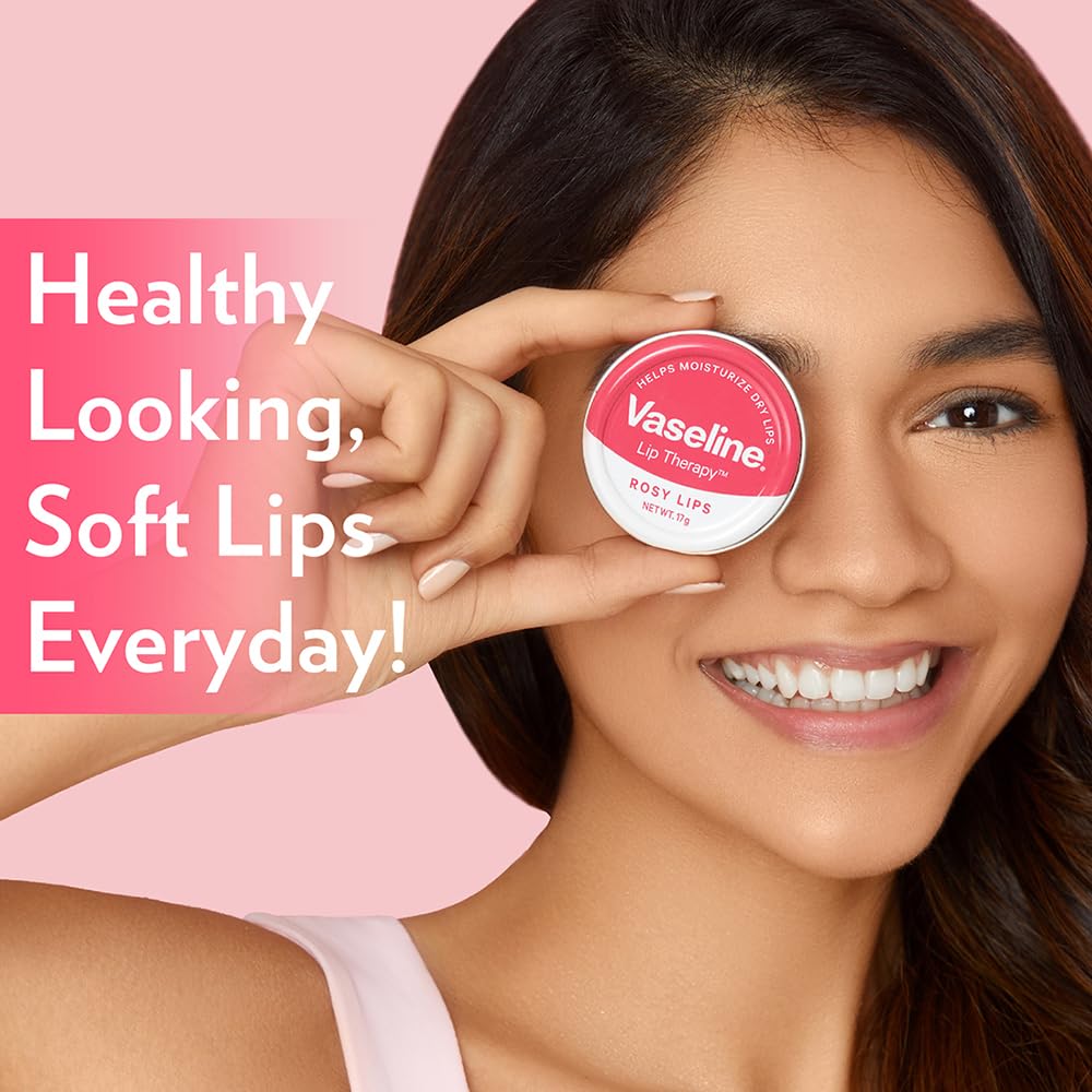 Vaseline Lip Tins Rosy Lips Provides Hydration, Sheer Pink Tint & Glossy Shine 17g