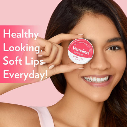 Vaseline Lip Tins Rosy Lips Provides Hydration, Sheer Pink Tint & Glossy Shine 17g