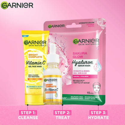 Garnier Skin Naturals, Sheet Mask, Hydrating & Increases Glow, Sakura Glow, 28g