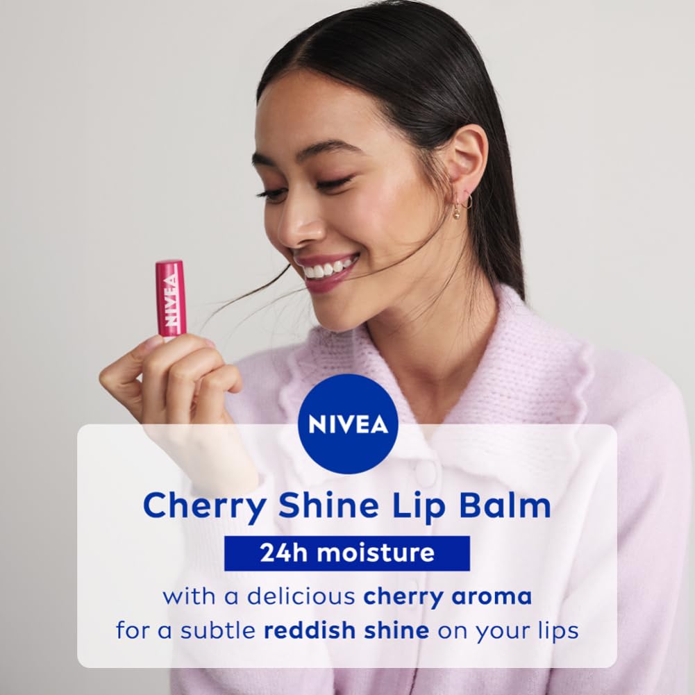 NIVEA Cherry Shine Lip Balm 24 H Melt in Moisture Formula 4.8gm