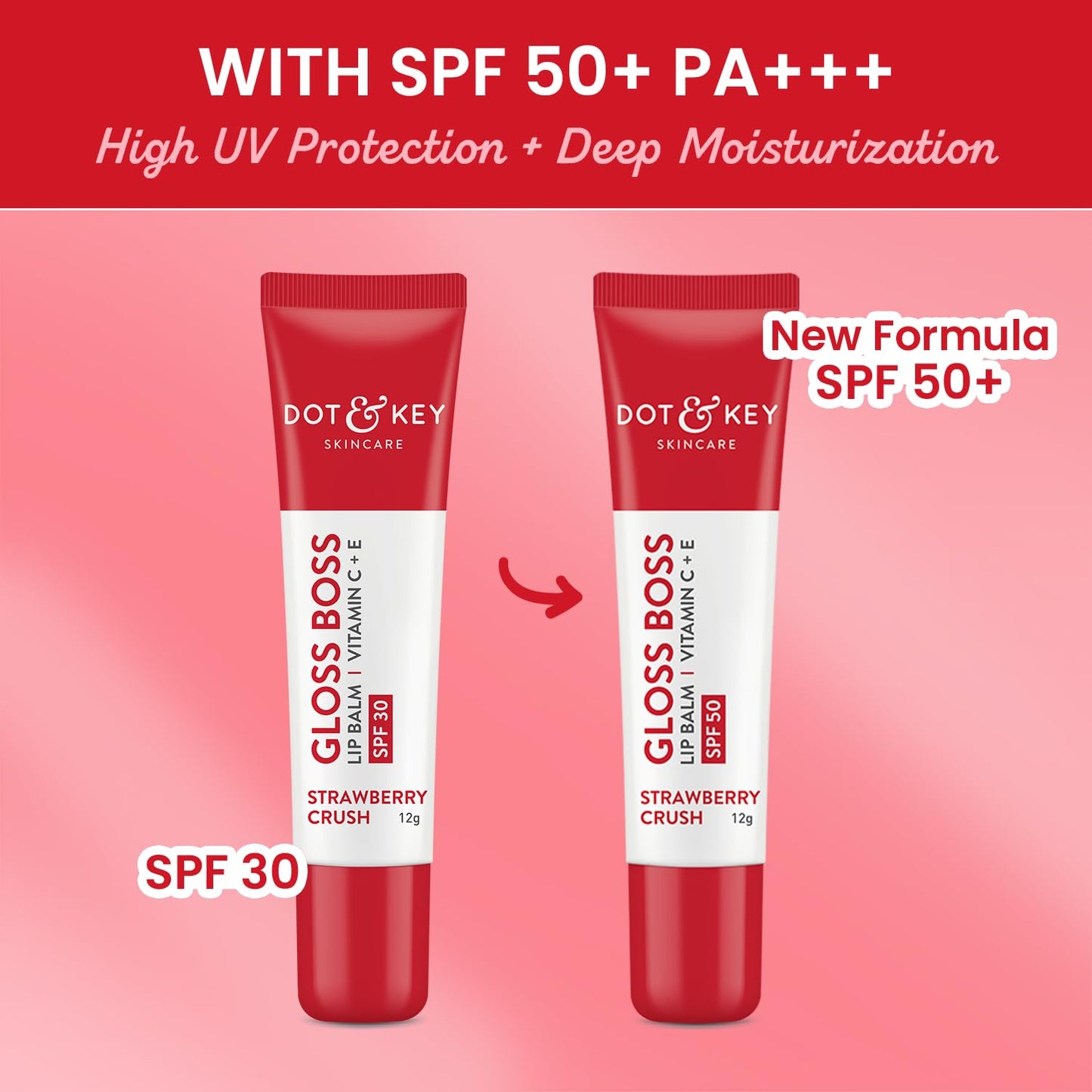 Dot & Key Strawberry Tinted Lip Balm with SPF 50 & Vitamin C + E 12gm