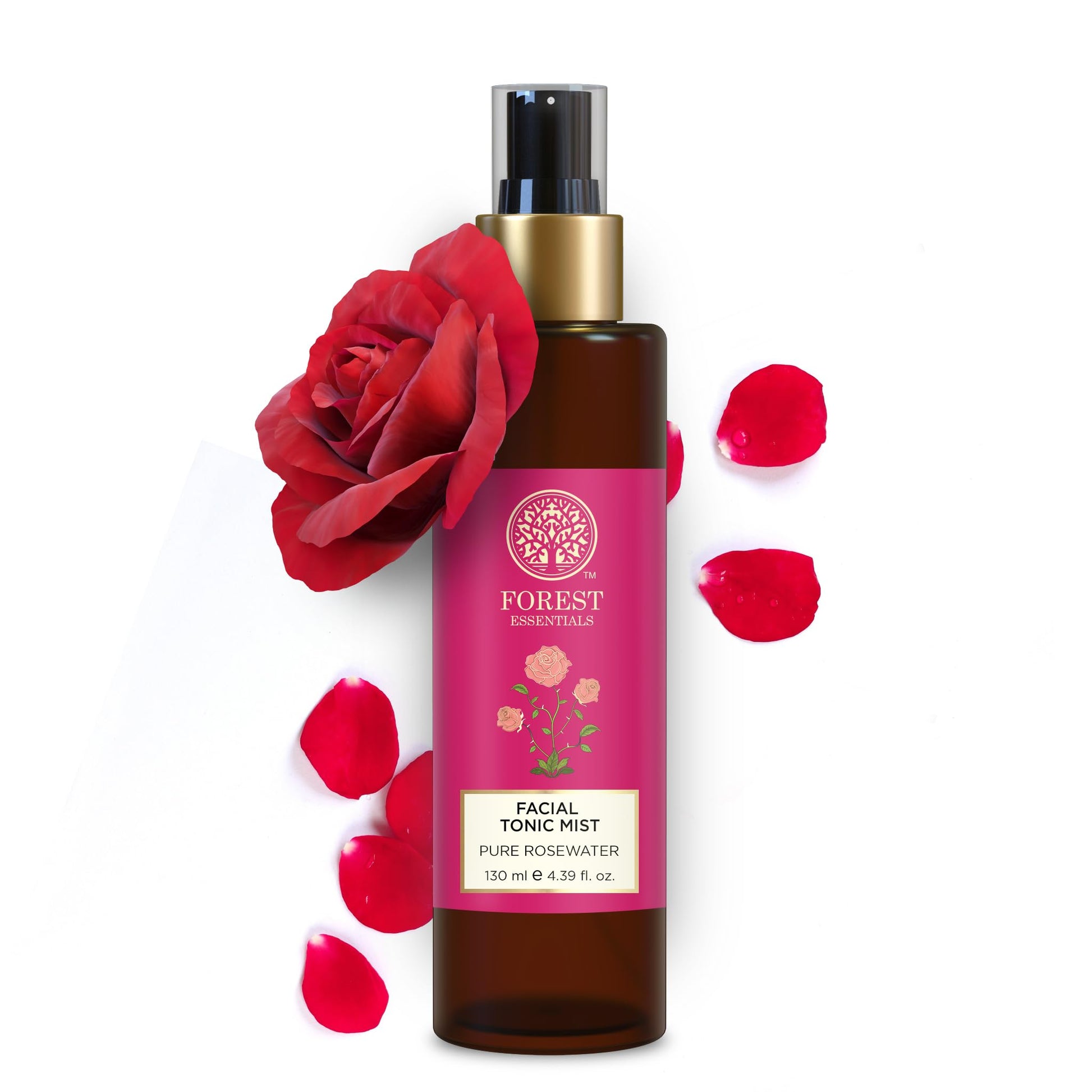 Forest Essentials Travel Size Facial Tonic Mist Pure Rosewater | Refreshing Face Toner For Pore Tightening And Hydration | Alcohol-Free Toner For Glowing Skin | 50 Ml, Pack of 1