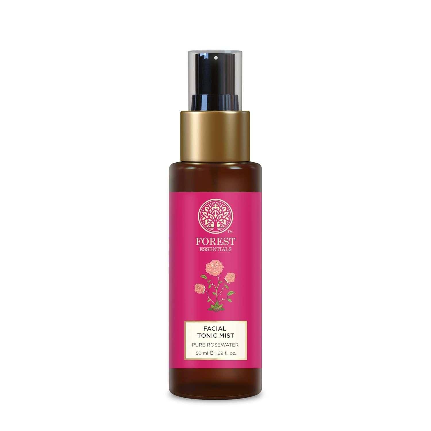 Forest Essentials Travel Size Facial Tonic Mist Pure Rosewater | Refreshing Face Toner For Pore Tightening And Hydration | Alcohol-Free Toner For Glowing Skin | 50 Ml, Pack of 1