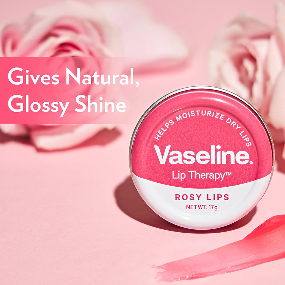 Vaseline Lip Tins Rosy Lips Provides Hydration, Sheer Pink Tint & Glossy Shine 17g