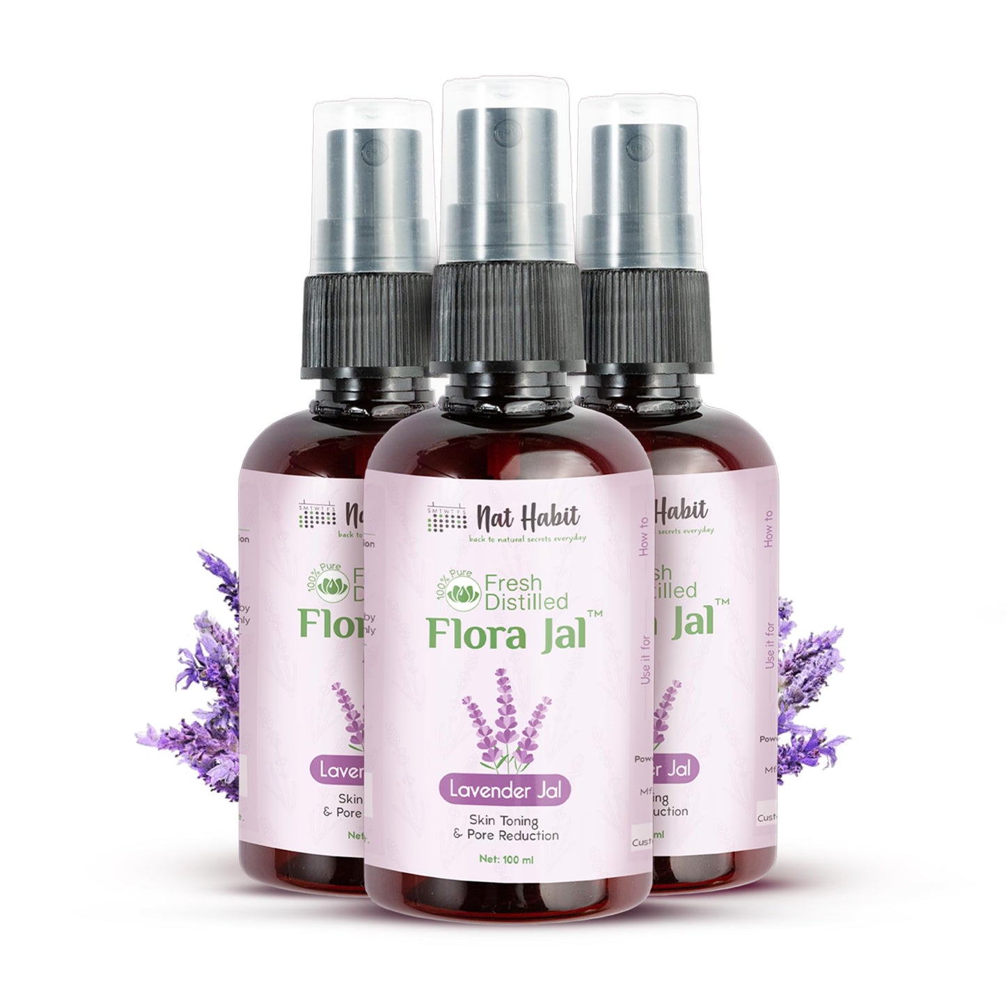 Nat Habit 100% Pure Gulab Jal - Rose Water - Toner, Face-Mist, Astringent & Face Spray - Ayurvedic, Steam-Distilled For Oil-Control, Skin Hydration (Pack of 1, 100 ml)