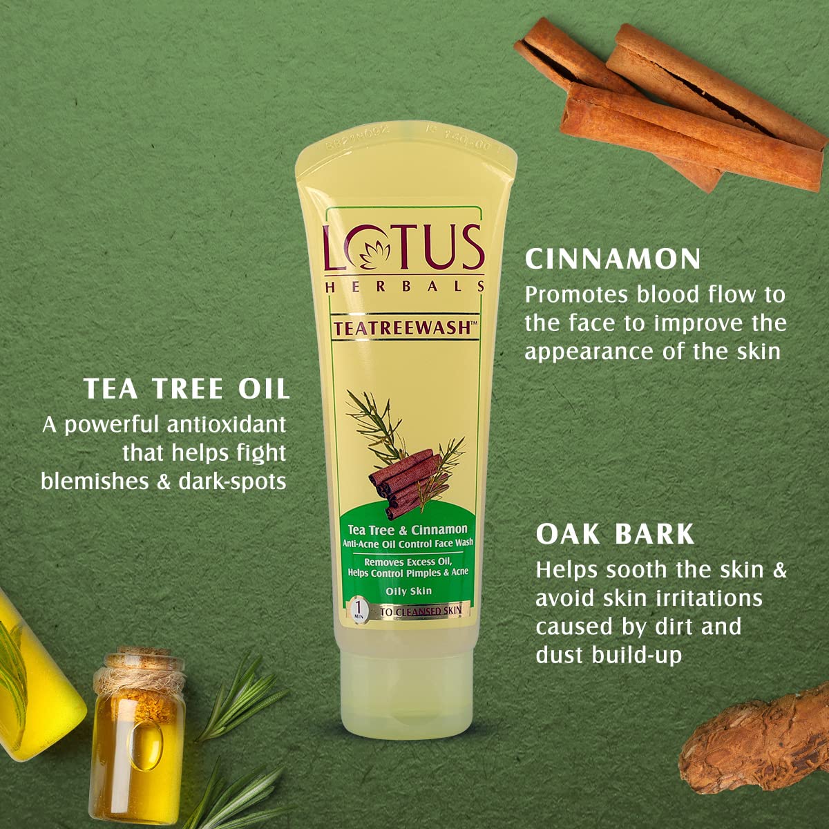 Lotus Herbals Teatreewash Face Wash with Tea Tree Oil & Cinnamon 120ml