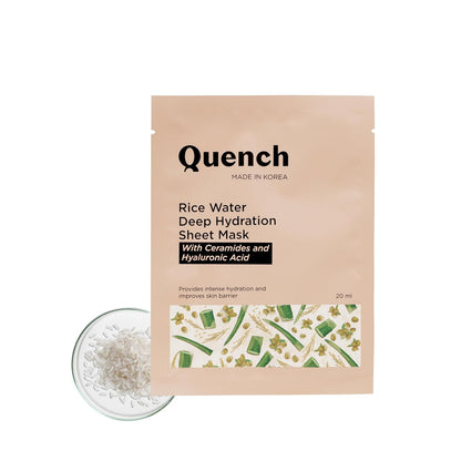 Quench Deep Hydration Korean Sheet Mask with Rice Water, Ceramides & Hyaluronic Acid
