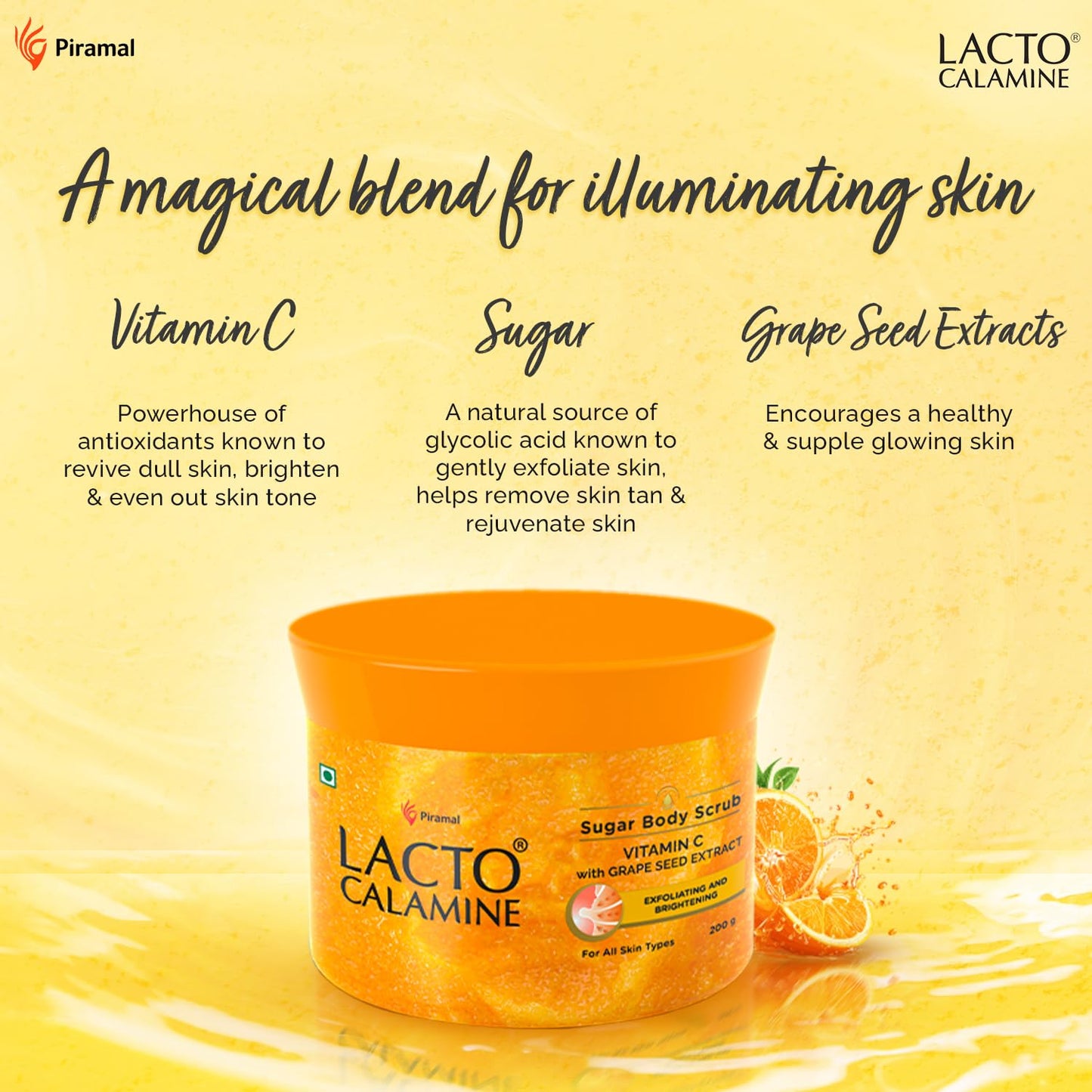 Lacto Calamine Vitamin C Sugar Body Scrub | 200 g