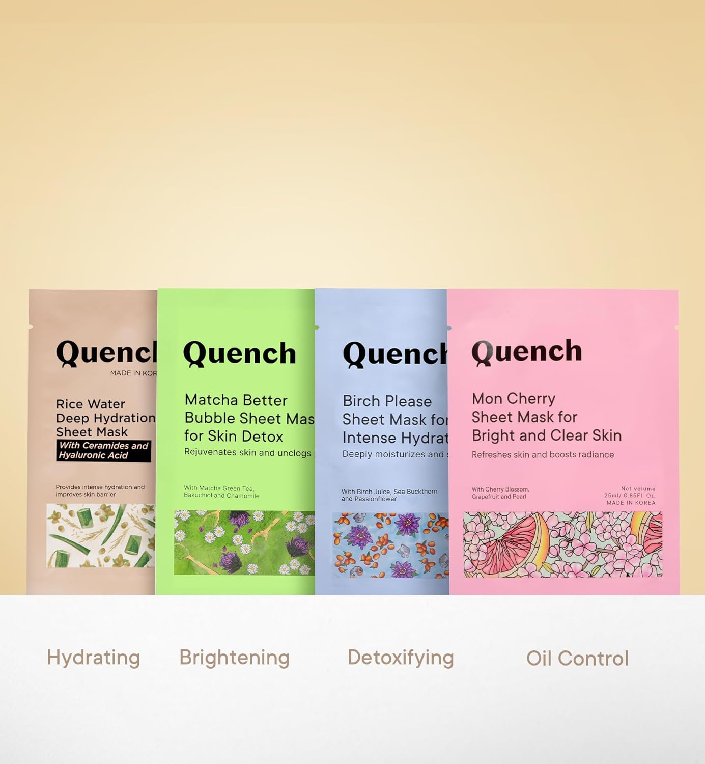 Quench Deep Hydration Korean Sheet Mask with Rice Water, Ceramides & Hyaluronic Acid