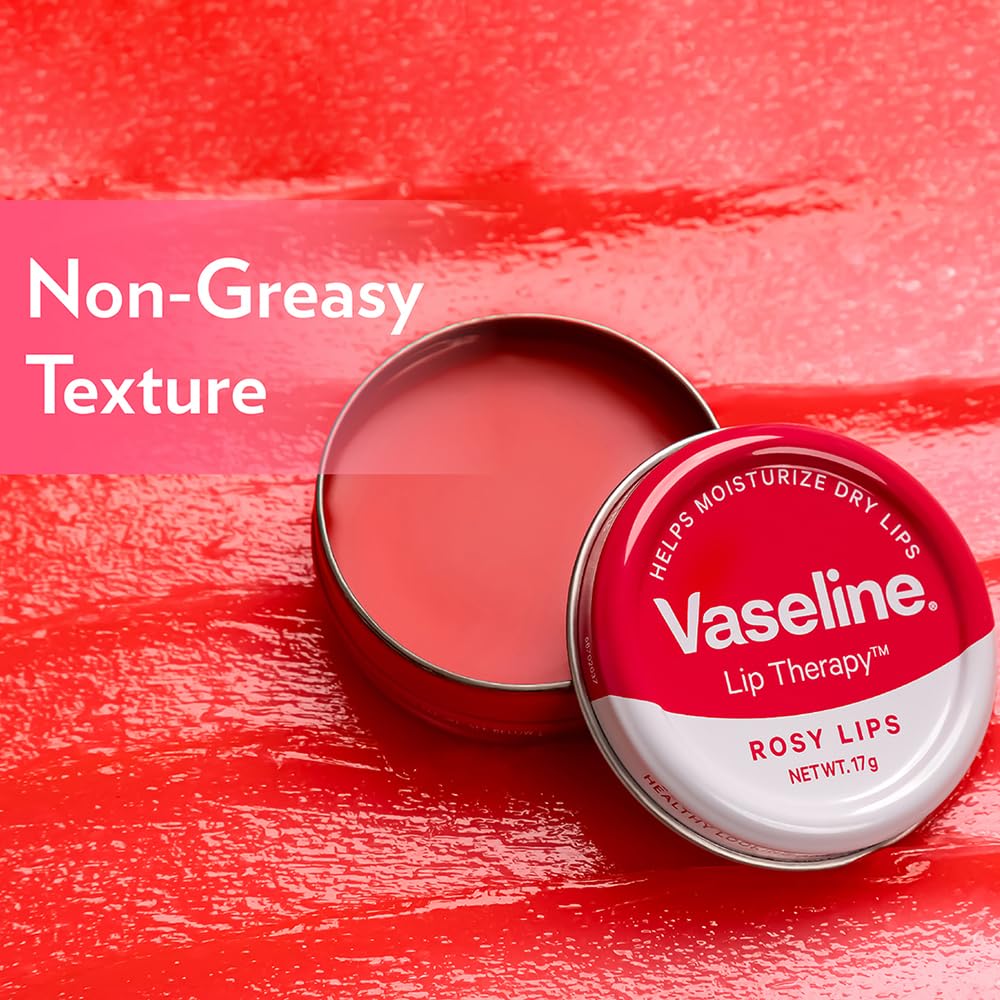 Vaseline Lip Tins Rosy Lips Provides Hydration, Sheer Pink Tint & Glossy Shine 17g