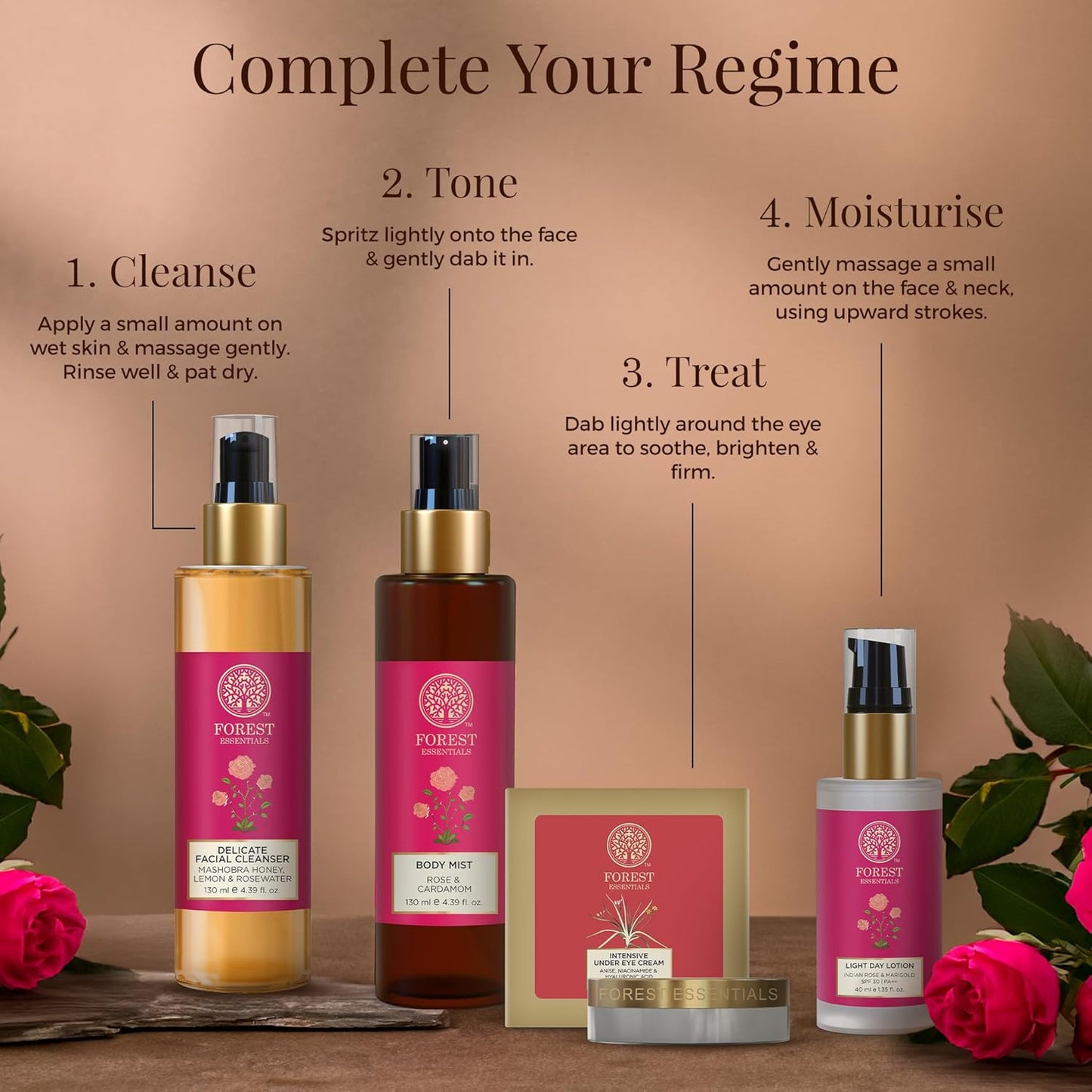 Forest Essentials Travel Size Facial Tonic Mist Pure Rosewater | Refreshing Face Toner For Pore Tightening And Hydration | Alcohol-Free Toner For Glowing Skin | 50 Ml, Pack of 1