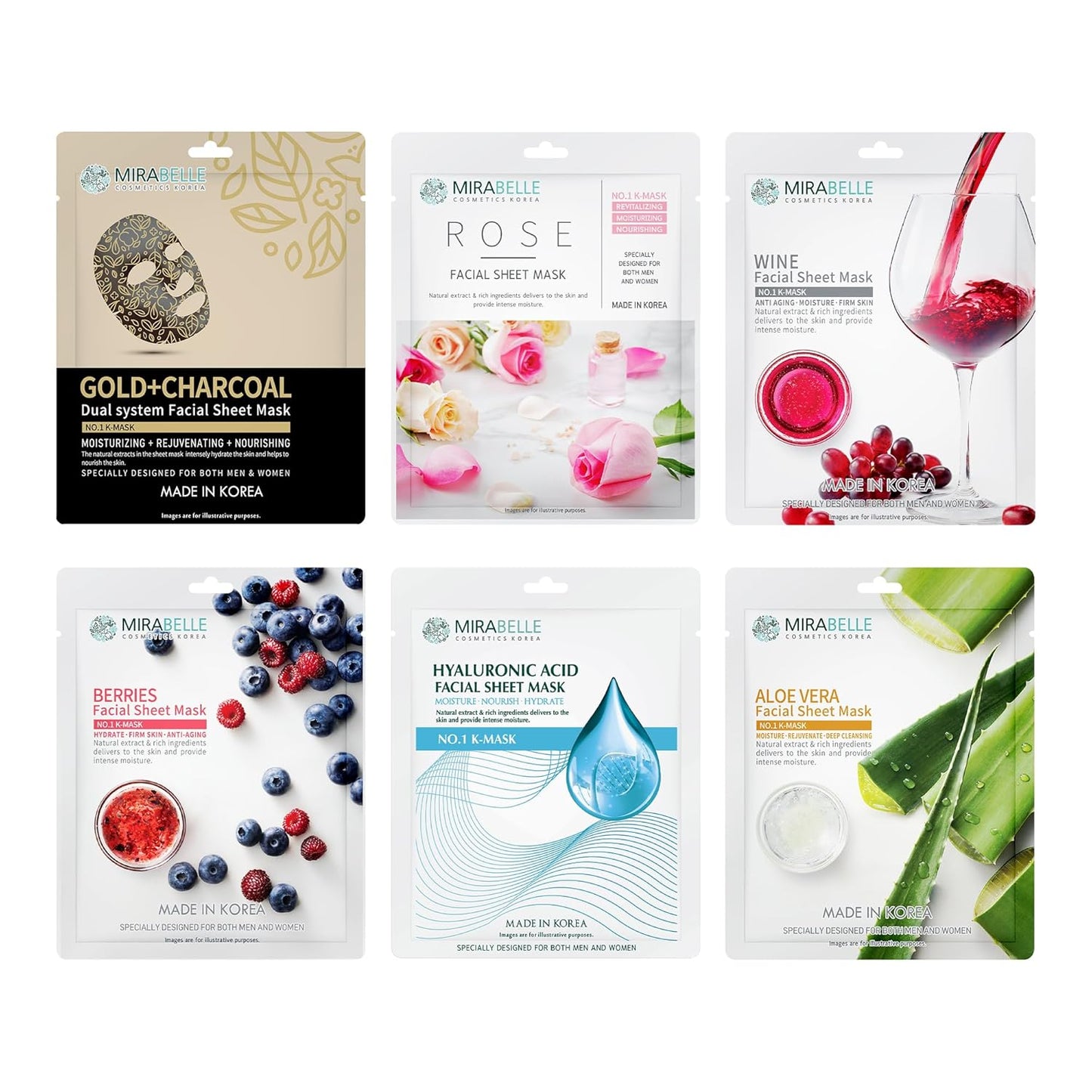 MIRABELLE COSMETICS KOREA Dry Skin Korean Face Mask Sheets