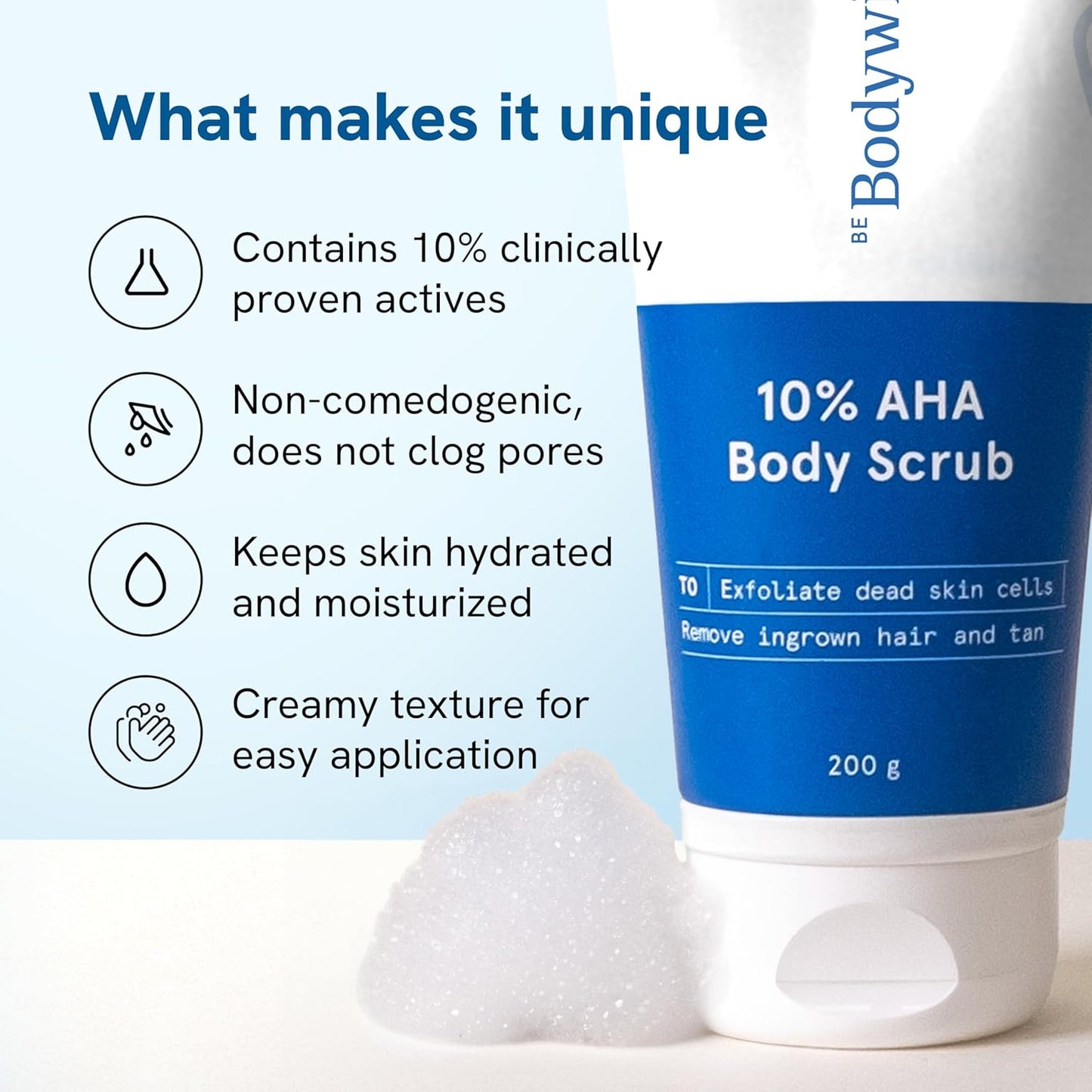 Be Bodywise 10% Lactic AHA Exfoliating Body Scrub For Tan Removal & Soft-Smooth Skin