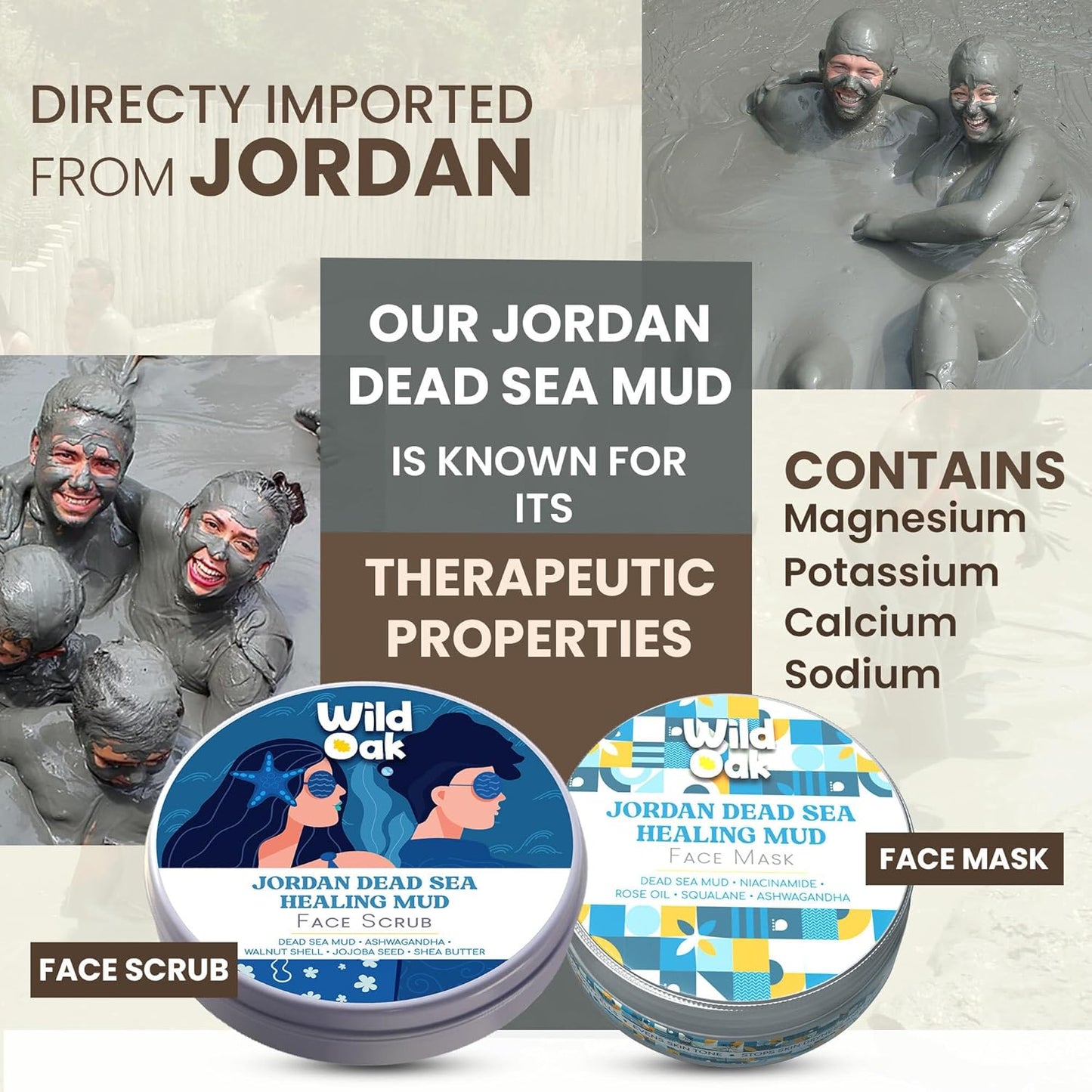 WildOak Jordan Dead Sea Mud Face Scrub | 2% Niacinamide