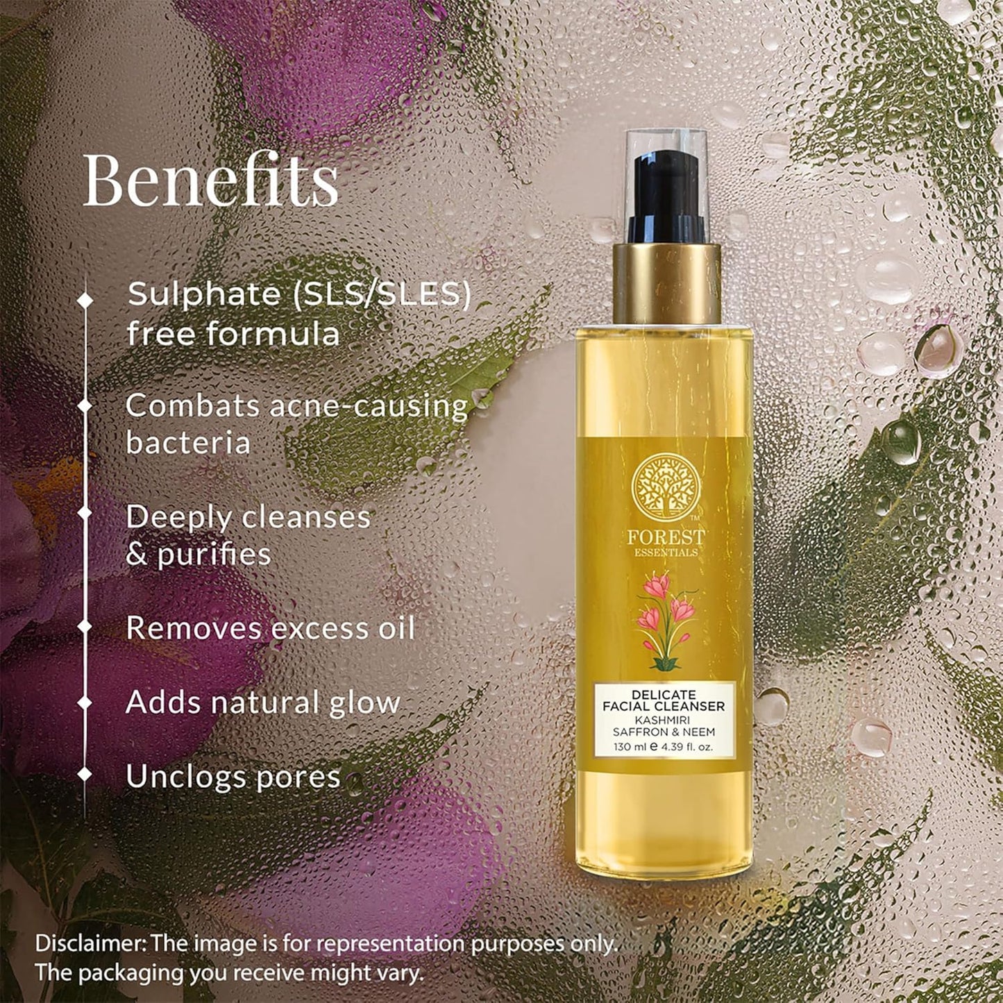 Forest Essentials Delicate Saffron & Neem Facial Cleanser with Hyaluronic Acid & Niacinamide